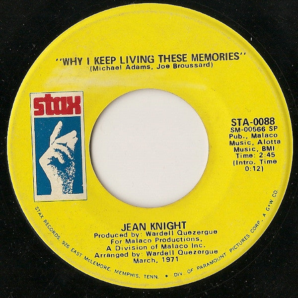 Jean Knight : Mr. Big Stuff / Why I Keep Living These Memories (7", Single, SP )