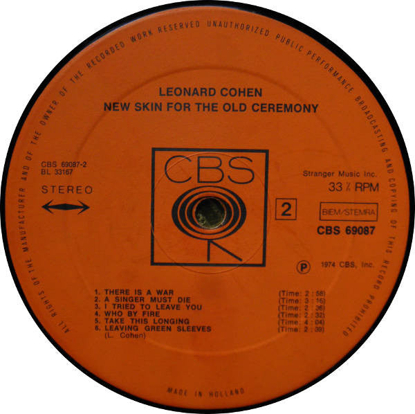 Leonard Cohen : New Skin For The Old Ceremony (LP, Album, Art)