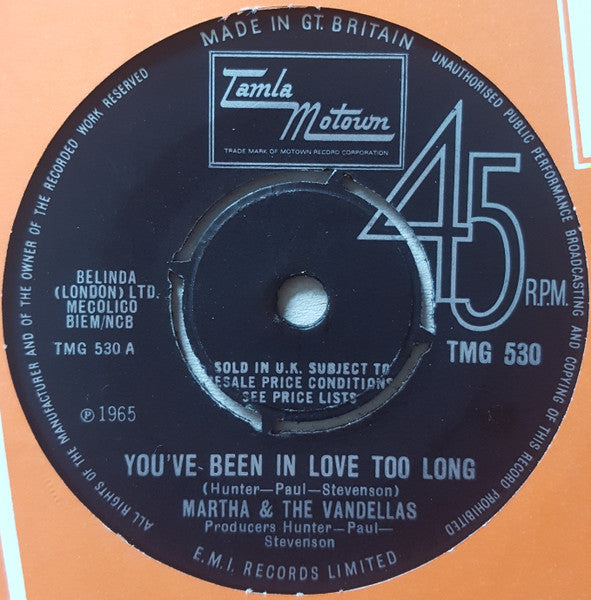Martha Reeves & The Vandellas : You've Been In Love Too Long (7", 4-P)