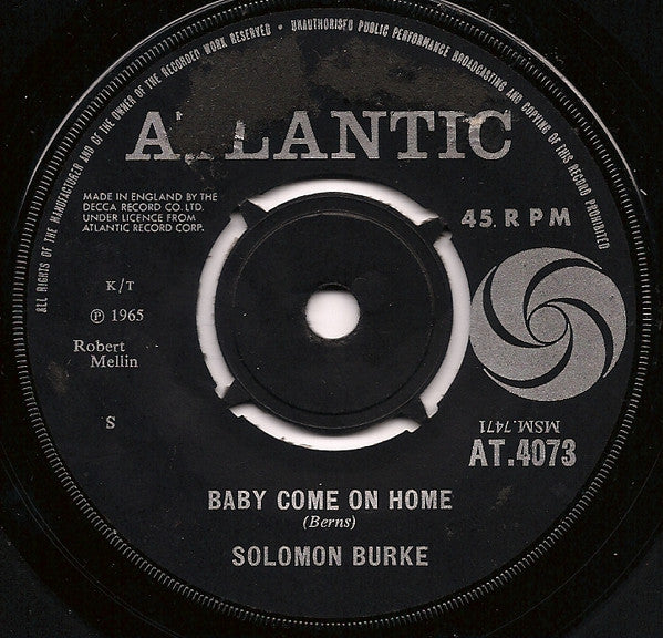 Solomon Burke : Baby Come On Home (7", Single)