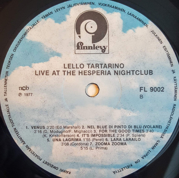 Lello Tartarino : Live At The Hesperia Nightclub (LP, Album)