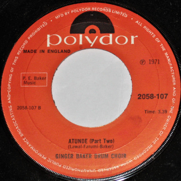 Ginger Baker Drum Choir : Atunde (7", Single)