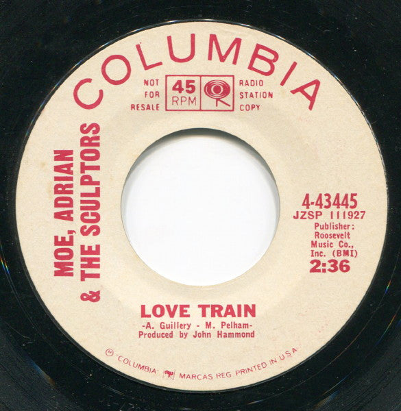 Moe, Adrian & The Sculptors : Love Train / Shotgun (7", Single, Promo, Styrene)