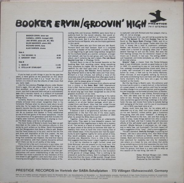Booker Ervin : Groovin' High (LP, Album)