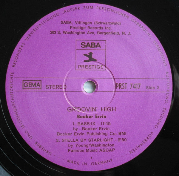Booker Ervin : Groovin' High (LP, Album)