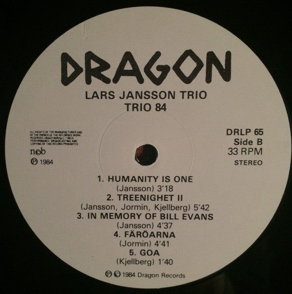 Lars Jansson Trio : Trio 84 (LP)