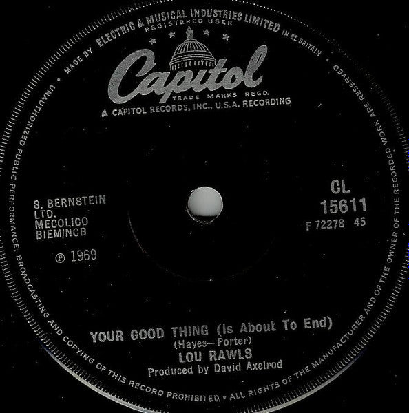 Lou Rawls : Your Good Thing (Is About To End) (7", Single)