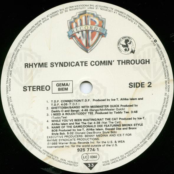 Various : Rhyme Syndicate Comin' Through (LP, Comp)