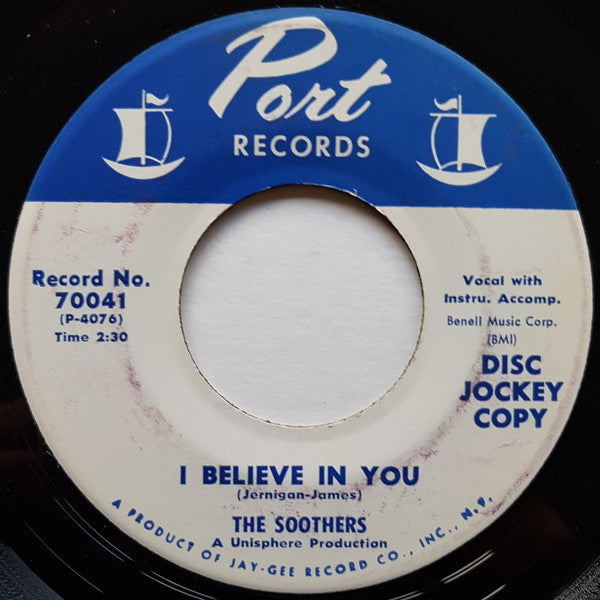 The Soothers : I Believe In You / The Little White Cloud That Cried (7", Promo)