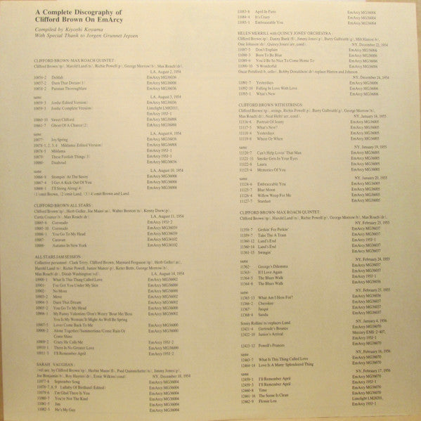 Clifford Brown and Max Roach : Jam Session (LP, Album, Mono, RE)