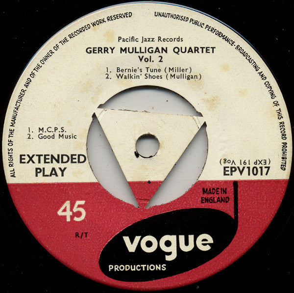 Gerry Mulligan Quartet : Vol 3  (7", EP)