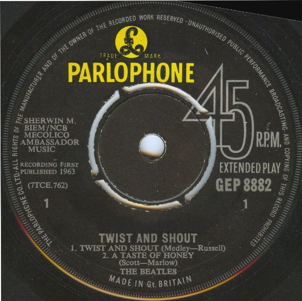 The Beatles : Twist And Shout (7", EP, Mono, 1st)