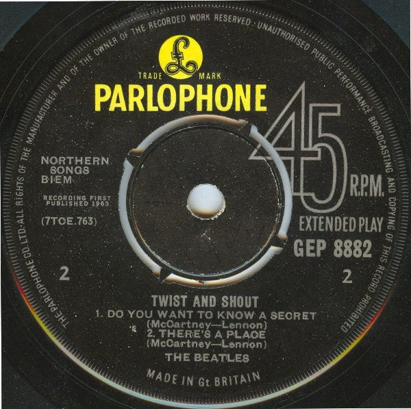 The Beatles : Twist And Shout (7", EP, Mono, 1st)
