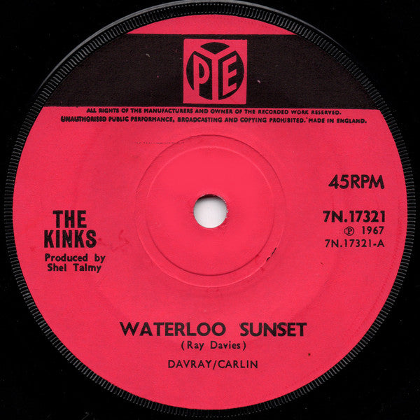 The Kinks : Waterloo Sunset (7", Single, Sol)