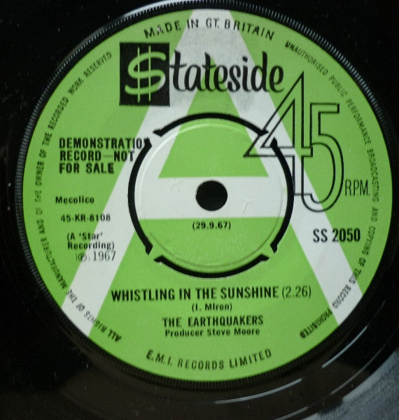 The Earthquakers : Whistling In The Sunshine (7", Promo)