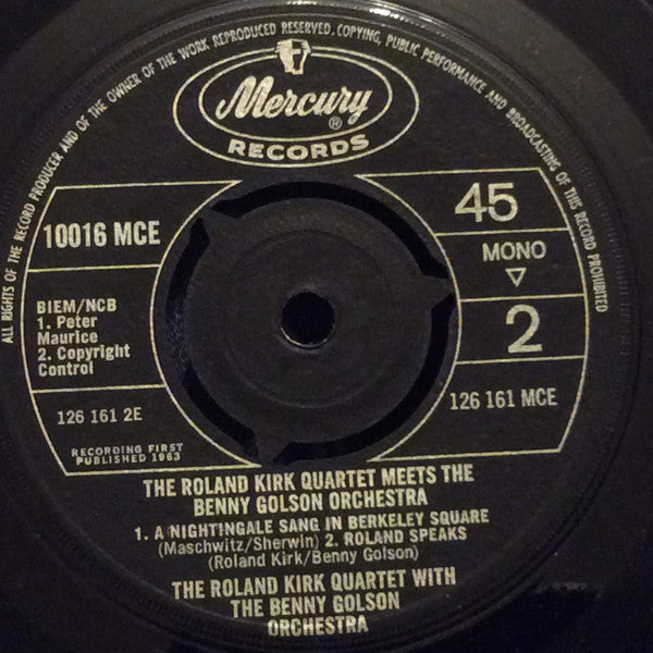The Roland Kirk Quartet : Meets The Benny Golson Orchestra (7", EP, Mono)