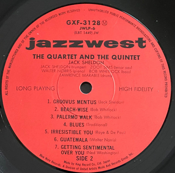 Jack Sheldon : The Quartet & The Quintet (LP, Comp, Ltd, RE)