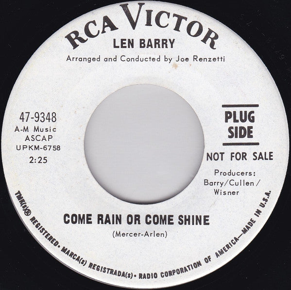 Len Barry : Come Rain Or Come Shine / The ABC's Of Love (7", Promo)