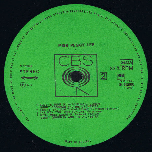 Peggy Lee : Miss Peggy Lee (LP, Comp)