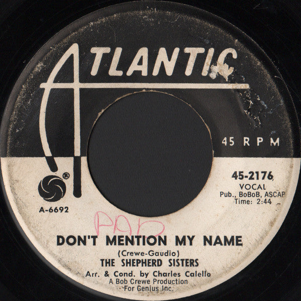The Shepherd Sisters : Don't Mention My Name (7", Promo)