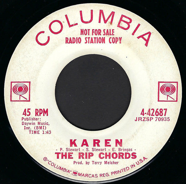 The Rip Chords : Here I Stand (7", Single, Promo)