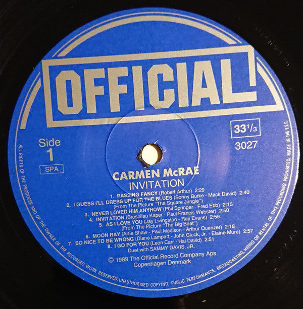 Carmen McRae : Invitation (LP, Comp)