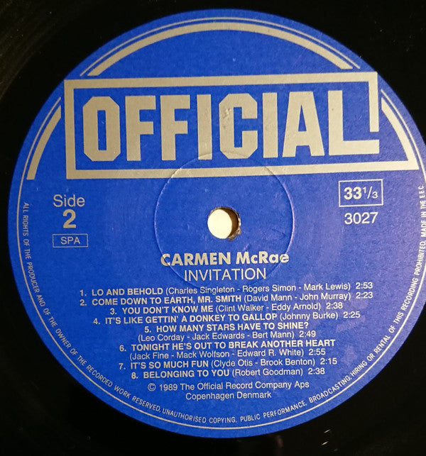 Carmen McRae : Invitation (LP, Comp)