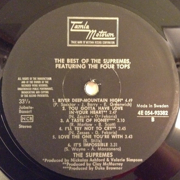 The Supremes Featuring Four Tops : The Best Of The Supremes Featuring The Four Tops (LP, Comp)