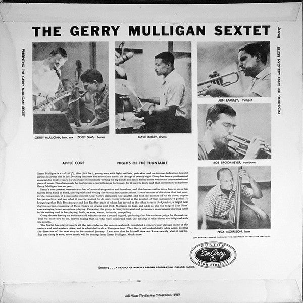 Gerry Mulligan And His Sextet : Presenting The Gerry Mulligan Sextet - Vol. 2 (7", EP)
