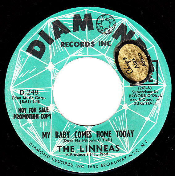 The Linneas : My Baby Comes Home Today (7", Single, Promo)