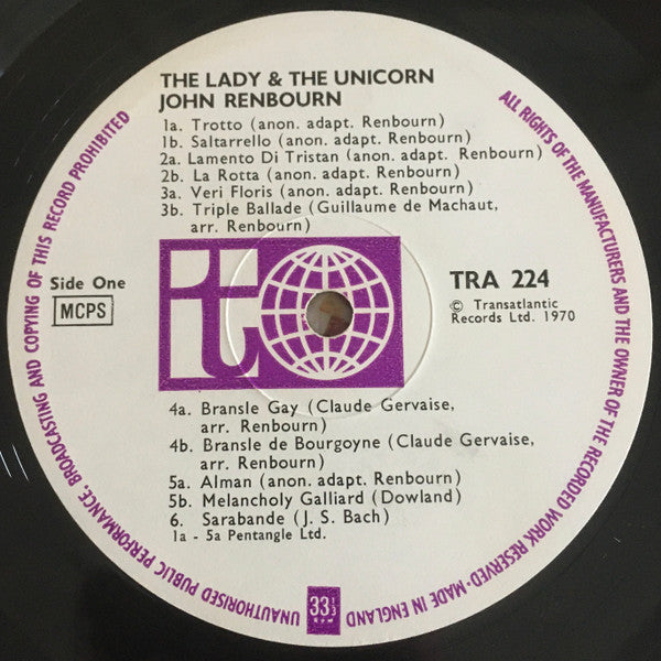 John Renbourn : The Lady And The Unicorn (LP, Album)