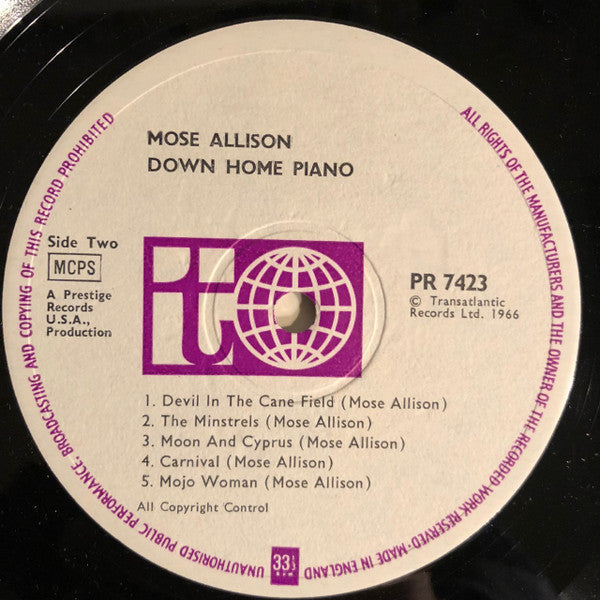 Mose Allison : Down Home Piano (LP, Comp)