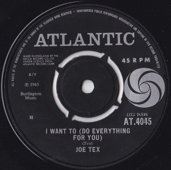 Joe Tex : I Want To (Do Everything For You) (7")
