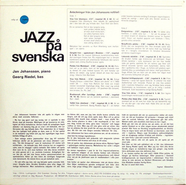 Jan Johansson : Jazz På Svenska (LP, Album, Comp)