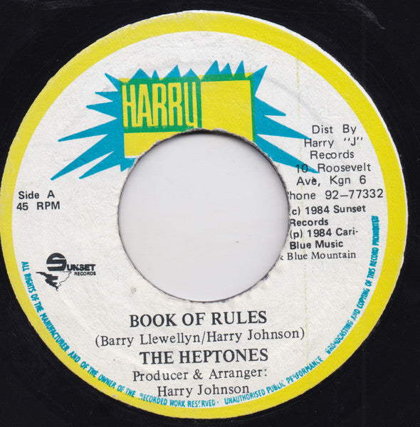 The Heptones : Book Of Rules (7")