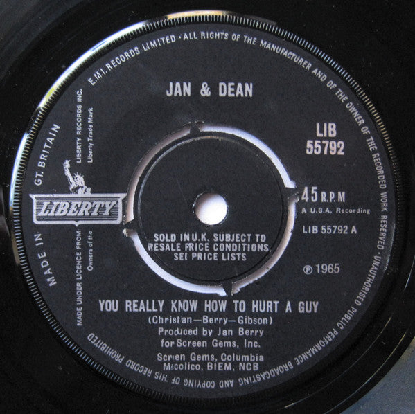 Jan & Dean : You Really Know How To Hurt A Guy / It's As Easy As 1, 2, 3 (7")