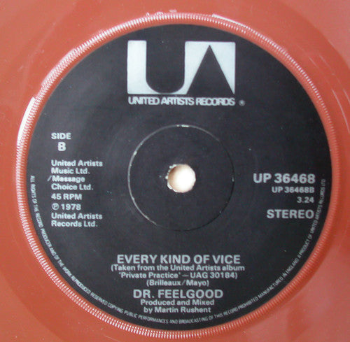 Dr. Feelgood : Milk And Alcohol (7", Single, Bro)