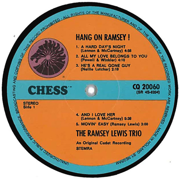 The Ramsey Lewis Trio : Hang On Ramsey! (LP, Album, RE)