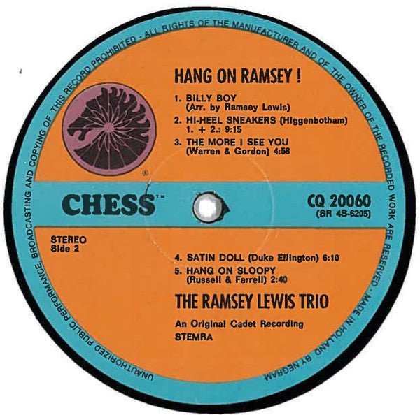 The Ramsey Lewis Trio : Hang On Ramsey! (LP, Album, RE)