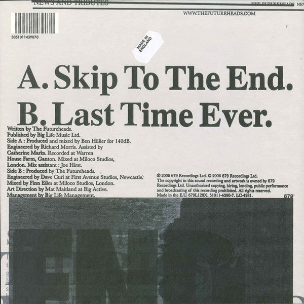 The Futureheads : Skip To The End (7", Single, 2/2)