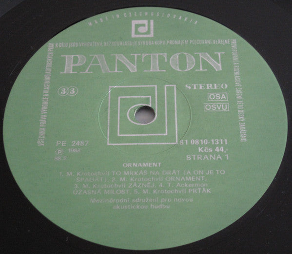 Mezinárodní Sdružení Pro Novou Akustickou Hudbu : Ornament (LP, Album)