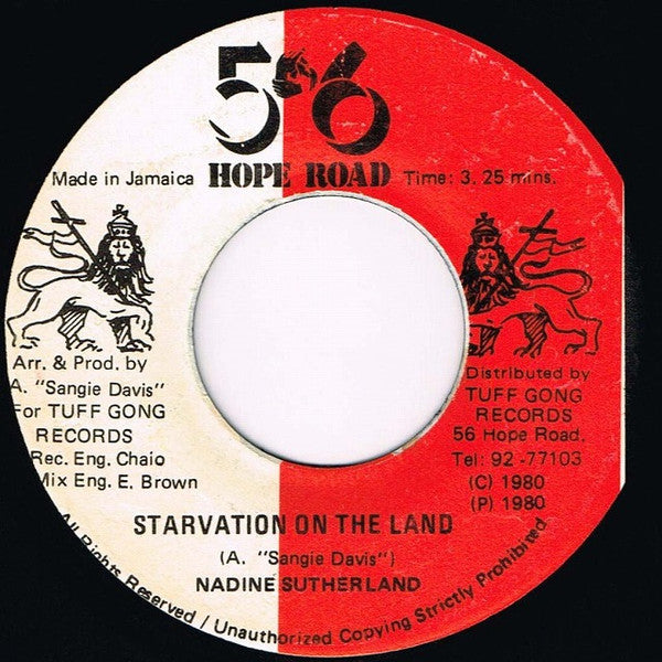 Nadine Sutherland : Starvation On The Land (7", Red)