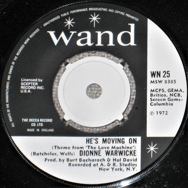 Dionne Warwick : Amanda / He's Moving On (7")