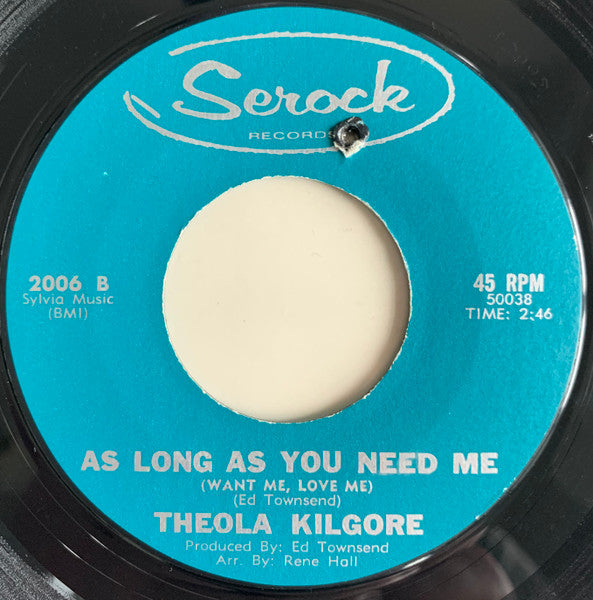 Theola Kilgore : This Is My Prayer / As Long As You Need Me (Want Me, Love Me) (7", Single, Styrene)