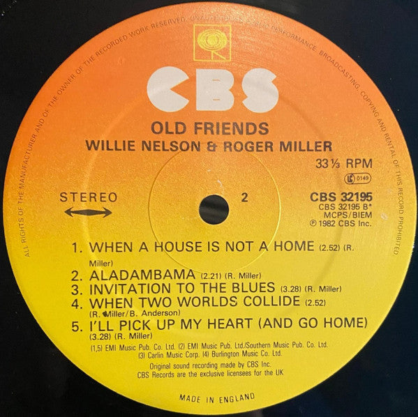 Willie Nelson And Roger Miller : Old Friends (LP, Album)
