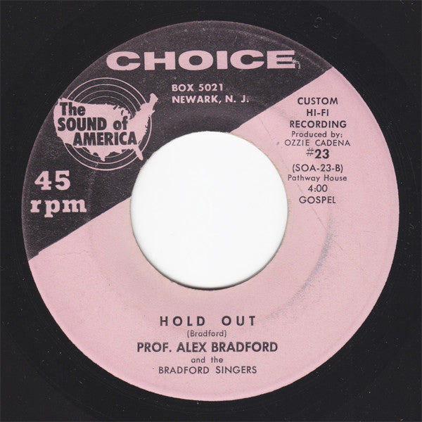Alex Bradford And The Bradford Singers : Jesus Keep Me Near The Cross / Hold Out (7", Single)