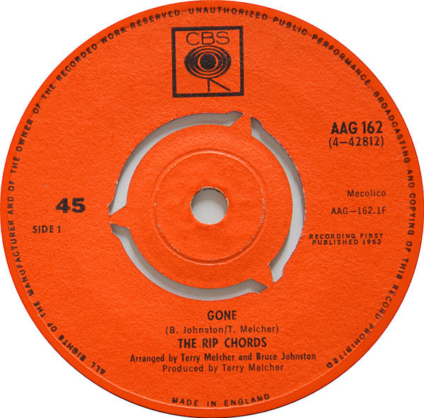 The Rip Chords : Gone / She Thinks I Still Care (7", Single)