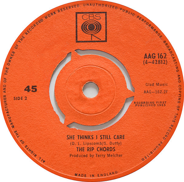 The Rip Chords : Gone / She Thinks I Still Care (7", Single)