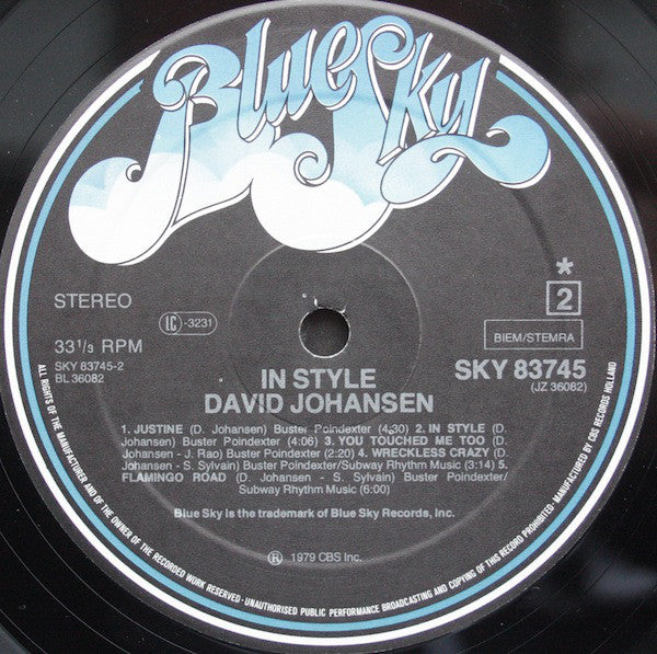 David Johansen : In Style (LP, Album)