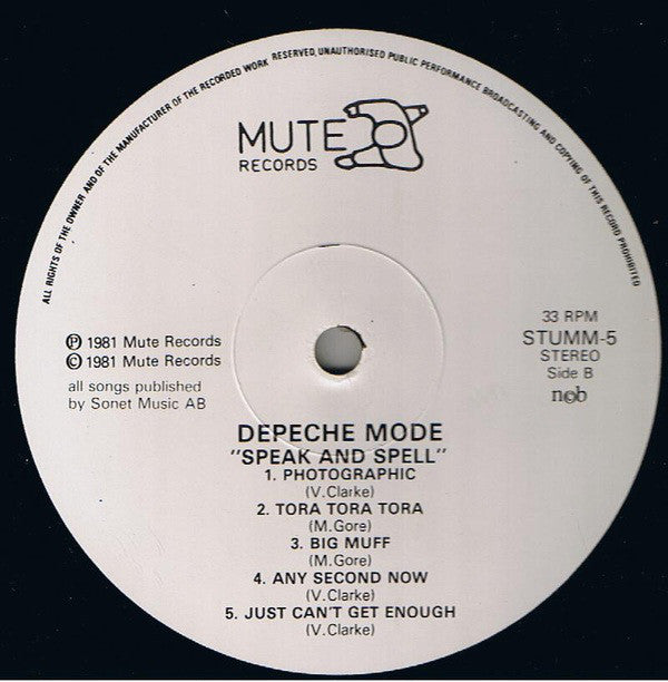 Depeche Mode : Speak & Spell (LP, Album, Too)
